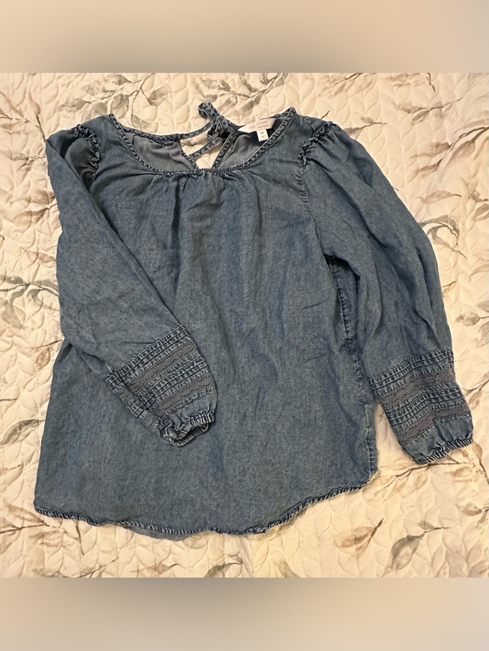 LC Lauren Conrad Denim-Look Long Sleeve Top